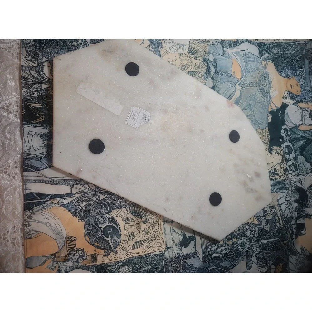 White Marble Hexagon Decorative Tray Beveled Edge Vanity Jewelry Organizer